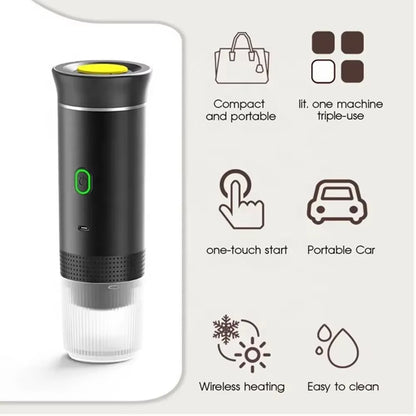 Wireless Electric Portable Espresso 3-In-1 Coffee Machine for Car & Home Camping Coffee Maker Capsule Powder Travel Coffee Maker